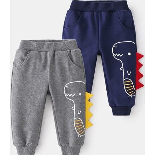 New 2021 Boys Fashion Pants Spring Autumn Cartoon Dinosaur Sweatpants Kids Children Casual Harem Pants Cotton Sports Trousers
