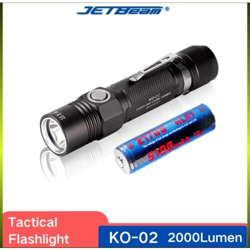 JETBEAM KO-02 USB Rechargeable Tactical Flashlight Super Bright 2000Lumens CREE XHP35 LED With 18650 Battery LED Trcoh Light