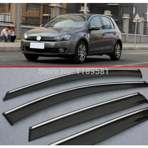 Plastic Exterior Visor Vent Shades Window Sun Rain Guard Deflector For VW GOLF 6 MK6 2009-2013
