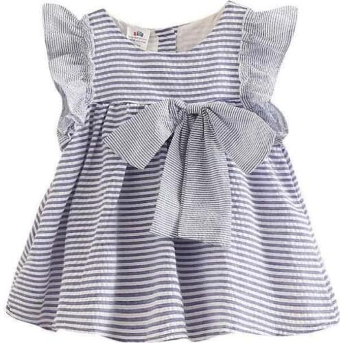 2019 Rushed New Fashion Baby Korean Edition Girls Stripe Dresses Toddler Kids Ruffle Dress Party Princess Tutu Costume 1-6y