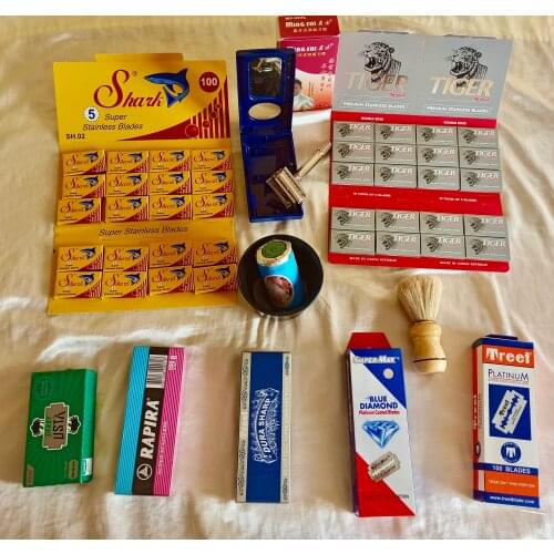 11 Piece,Gift Set for Men Shaving Box,700 Shaving Razors, Soap,Brush,Shaving Bowl & Safety Razor