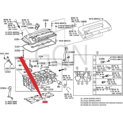Cylinder Head Gasket 2008-Toy ota MAT RIX RUK USC ORO LLA NAP AVE NS IS Cylinder Bed Cylinder Gasket Adjusting Pad Gasket