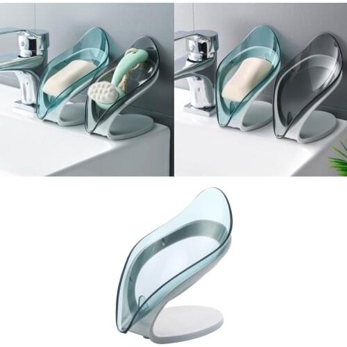 Clear Plastic Soap Tray Bathroom Soap Dish Kitchen Sponge Holder Box Self-Draining Soap Container for Kitchen Bathroom