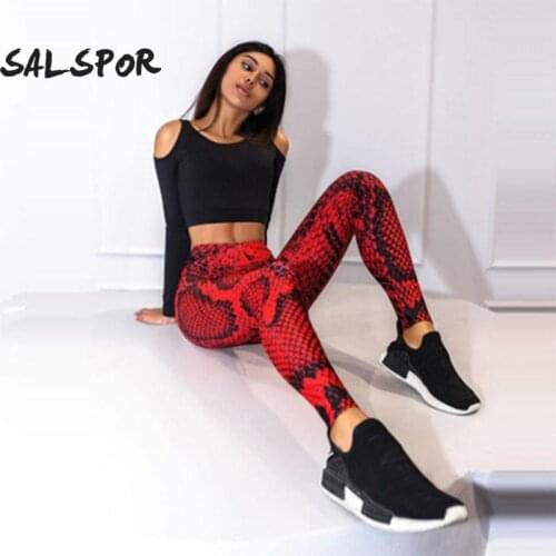 SALSPOR Print Leggings Women Sexy Snake Printing Push Up Yoga Sweatpants Sports Running Workout Bodybuilding Leggings