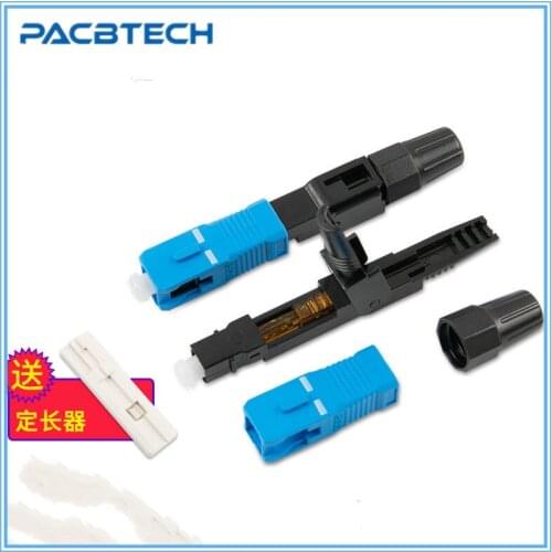 SC UPC Fiber Optic Fast Connector 100 SC Fsat Connector Blue Fibra FTTH Single Mode Quick Connector Adapter Field Assembly
