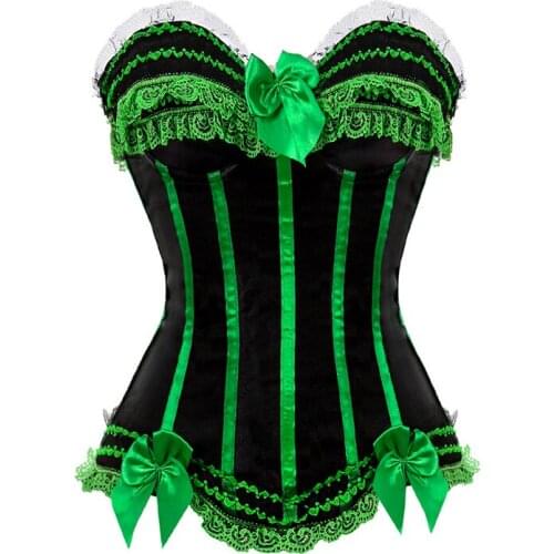 Sexy Overbust Corset Women Lace Plus Size Erotic Zip Bow Bustier Top Lingerie Waist Trainer Body Shaper Slimming Clothes
