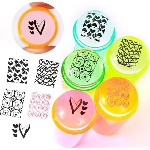 Silicone 5color Nail Art Stamping Kit For Manicure Plate Stamp Polish Stencil Template Seal Stamper Scraper