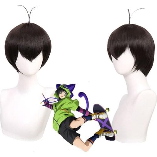 Sk8 the Infinity Miya Cosplay 33cm Wig Short Black Wig Cosplay Anime Cosplay Wigs Heat Resistant Synthetic Wigs Halloween