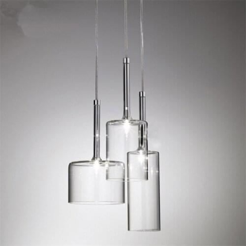 Modern clear glass can pendant lights bedroom dining room bar Nordic living room art LED lamps hanging lights deco lighting