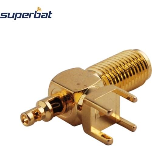 Superbat 10pcs SMA thru hole Jack Bulkhead Right Angle PCB Mount & ST for Cable1.13mm