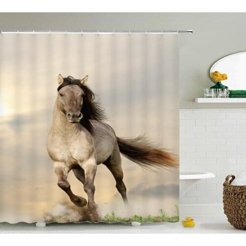Horse Animal Shower Curtain Waterproof Fabric Polyester Shower Curtain Shower Curtain Home Decoration 180x200cm with Hook