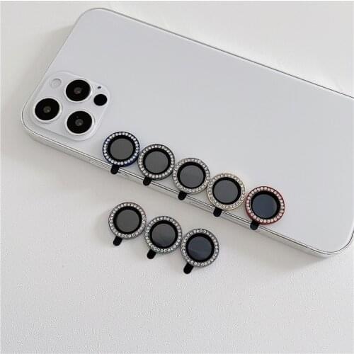 Camera Len Protector For iPhone 11 Pro Max Glitter Diamond Metal Glass Protective Cover For iPhone 12 Pro Max 12 Mini Lens Cover
