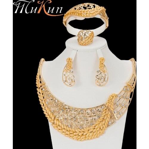 MuKun crystal African Beads Jewelry Set Nigerian Wedding For Women necklace ethiopian jewelry wedding gold set costume jewellery