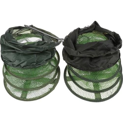 1.2/1.5M 4 Layers Collapsible Fishing Basket Dip Net Fishing Cage to Keep Fish Alive in the Water Fishing Accessories Tool