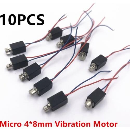 10PCS Mini Micro 4mm*8mm Vibration Motor DC 3V-5V Hollow Cup Coreless Motor Small 0408 with Eccentric Wheel DIY Massager Toy