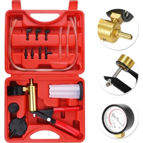 17pcs Car Auto Pressure Tester Vacuum Pressure Pump Brake Bleeder Adaptor Fluid Reservoir Tester Vacuum Bleeding Test Kits Kit