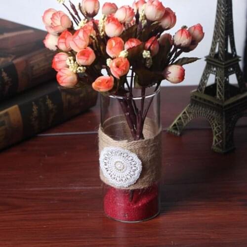 2 Pieces Pastoral Weaving Decor Cylinder Flower Hydroponic Vase Landscape Bottle S+L