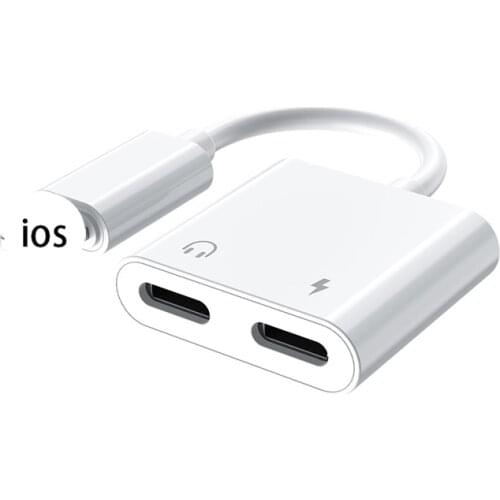 2 in 1 AUX Adapter Charger Splitter For Apple iPhone 6 6s 7 8 11 12 Mini XS SE XR X Pro MAX Plus Lightning Jack Earphone Adaptor