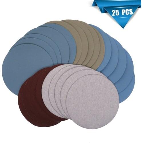 25 pieces/set 5 Inch Water Dry Sandpaper Grinding Self-adhesive Flocking polishing Sandpaper