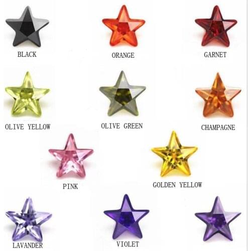 50pcs 3x3~10x10AAAAA Star Shape White , Voilet,Olive , Purple, Black, Pink Cubic Zirconia Stone Loose cz