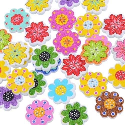 50 Pcs DIY Octagonal Flower Floral Print Buttons Scrapbooking Sewing Accessories DIY Apparel Sewing Fabric Home Garden
