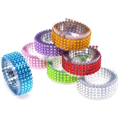 7 Colors Self-Adhesive Acrylic Tape Rhinestones Scrapbook Craft Tape Flash Decoration School Office Supplies Stationery Gift