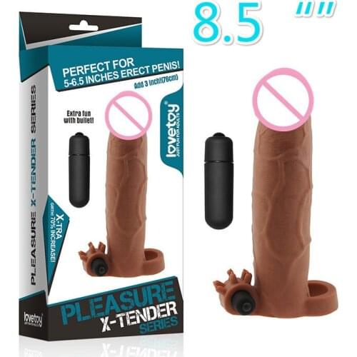 8.5'' Vibrating Penis sheath sex delay Penis sleeve Reusable condom penis extender sleeve Dildo enlargement Sex toy for man