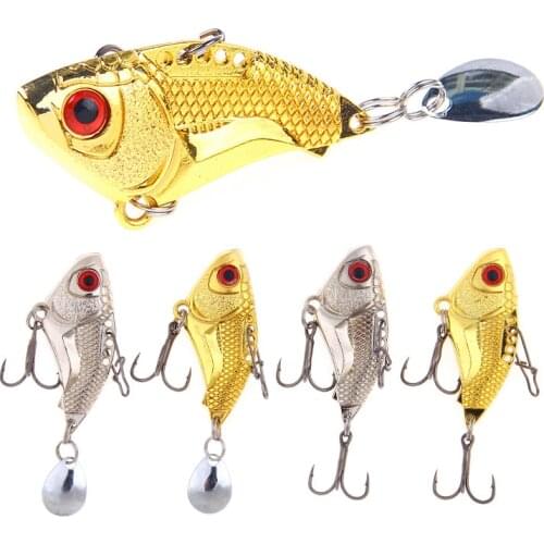 1PCS Vib Spoon lure Metal fly Fishing Lures 16G Rotate Sequins Spinner vibration hard bait Ice fishing bait pesca jigging tackle