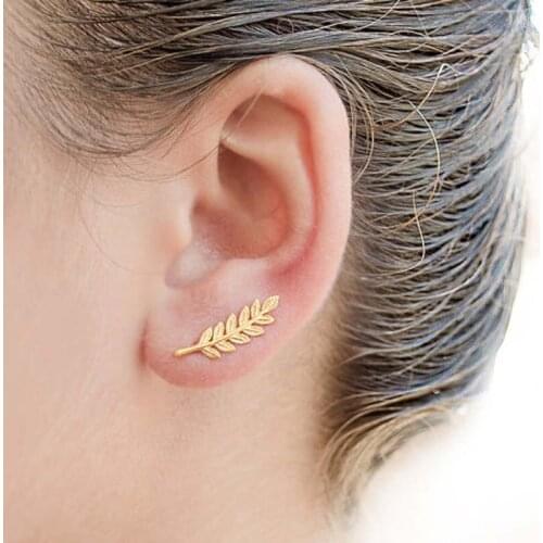 Simple Leaf Clip Earring Bohemian Chic Leaf Vines Sweep Pin Earring Elegant Small Leaf Plant Earring Jewelry