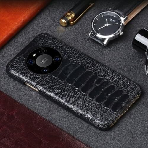 LANGSIDI Luxury Ostrich Leather case For huawei Mate 40 pro mate 30 pro Original phone cover case For HUAWEI P40 pro p30 pro p20