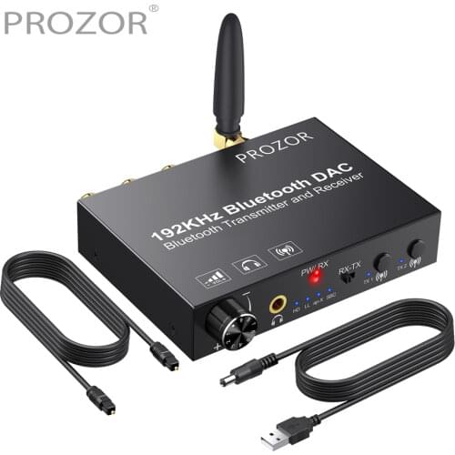 PROZOR Wireless DAC Digital to Analog Audio Converter Adapter Bluetooth Transmitter Receiver For Dual Bluetooth Headsets Speaker