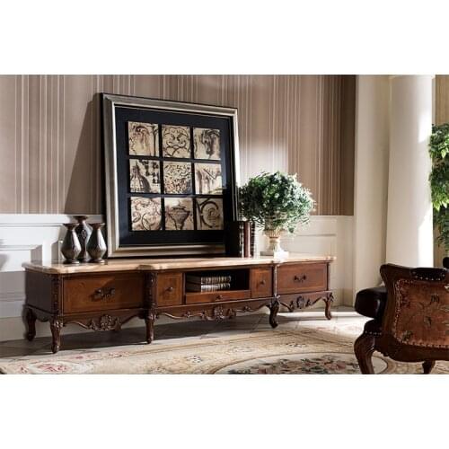 Wooden TV cabinet with marble top for living room furniture ไม้ทีวีตู้หินอ่อนสำหรับเฟอร์นิเจอร์ห้องนั่งเล่น GH200