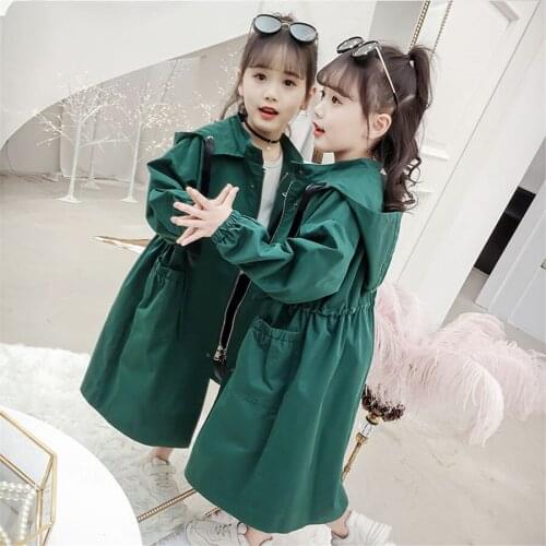 Childrens Clothing Girls Autumn Windbreaker 2020 New Childrens Foreign-style Coats Little Girls Mid-length Fashionable outwear