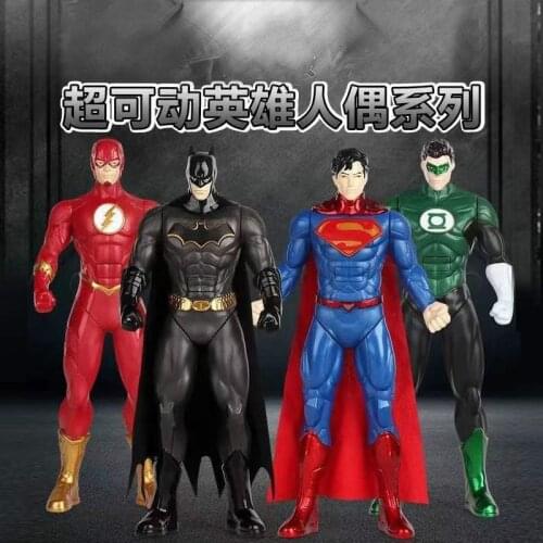33cm DC Justice League Superman Flash Batman Green Lantern Movable Limbs Doll Action Figure Toy With Music Light For Kid