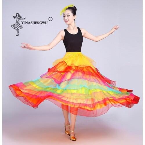 Bellydance Big Swing Skirts For Women Spanish Bullfighting Belly Dance Costume Skirt Gypsy Adult Stage Performance Women