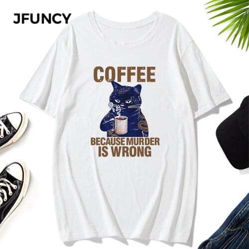 JFUNCY Oversized Men Tshirt Summer 95% Cotton Short Sleeve Male Tops Cute Cat Graphic Casual T-shirt Man Loose Shirts
