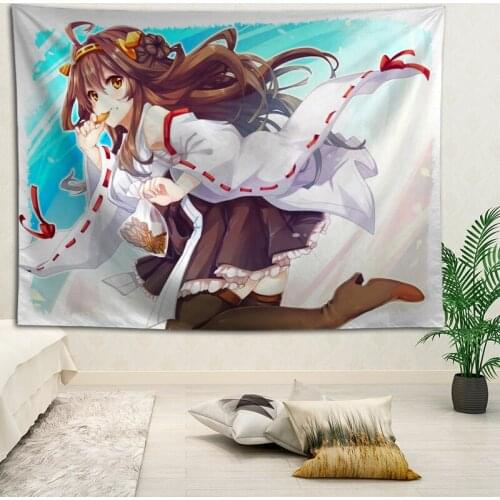 Hot Sale Custom Anime Kantai Printed Tapestry Background Decorative Tapestry Various Sizes Wall Hanging Decor