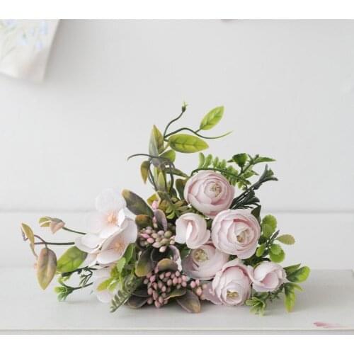Artificial Flower Eco-friendly Anti-fade Plastic Simulation Silk Rose Flower Household Decorations
