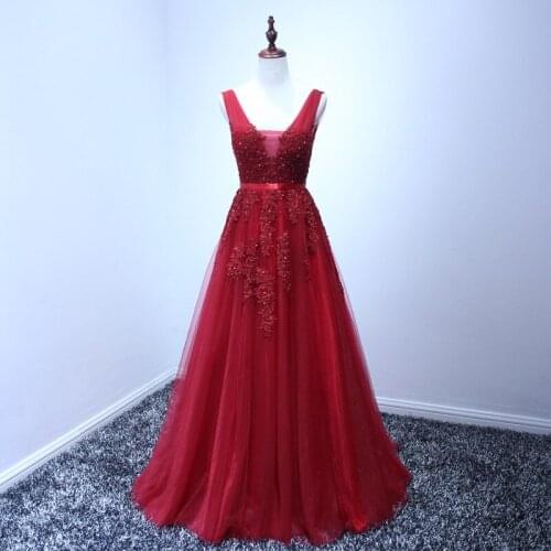 HJZY-03W#Plus size Wine Red Grey Pink Lace Long Evening Dresses Christmas Pary Dress Gown Prom Wholesale Fashion Women Clothing