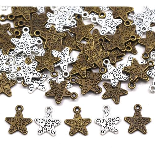 50Pcs Star Metal Labels Sliver Bronze "Just For You" Metal Tags Handmade Labels For Sewing Accessoreis Star Charms Pendants