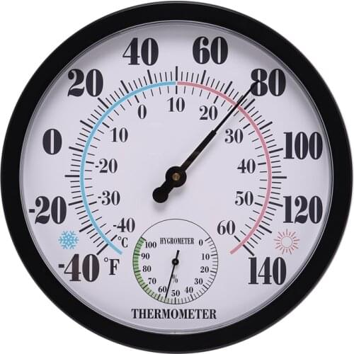 10 inch Indoor Outdoor No Battery Weather Thermometer Hygrometer Wall Hygrometer for Patio, or Decorative