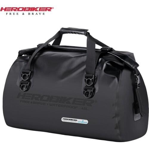 HEROBIKER Motorcycle Bag PVC Soft Waterpoof Bag Motorcycle Rear Package Luggage Handbag Motorcycle Tail Bag Reflective Moto Bag