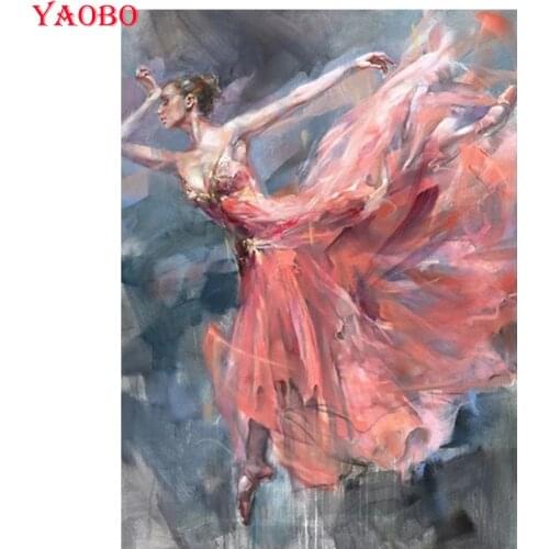 DIY 5D Diamond Painting Abstract Art Ballet Dancing Woman Diamond Art Kit,Paint with Diamonds Embroidery Painting Cross Stitch