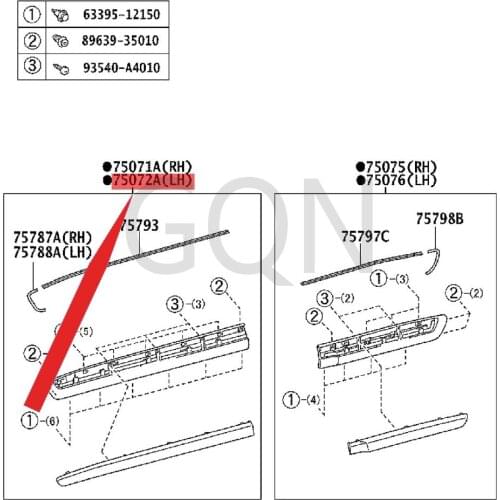 Left front door outer protective strip sub-assembly 2007-Toy ota LEX USL X5 70 front door anti-collision strip L