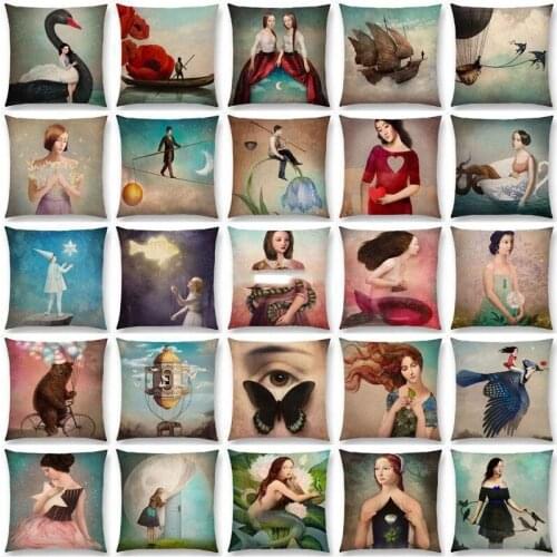 New Elegant Lady Lovely Girls Shakespeare Opera Classical Painting Magical Mind Imagination Cushion Cover Sofa Pillow Case