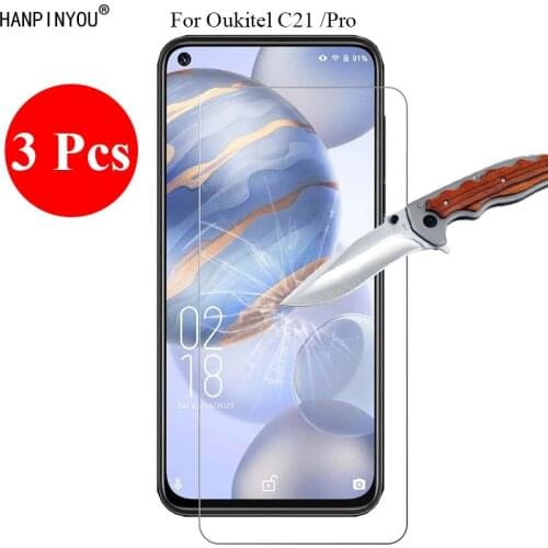3 Pcs/Lot New 9H 2.5D Tempered Glass Screen Protector For Oukitel C21 / Pro Protective Film + Clean Tools