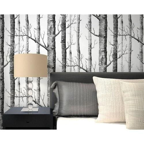 Beibehang Abstract black and white branches wallpaper trunk tree branches birch forest living room TV 3d wallpaper for walls 3 d