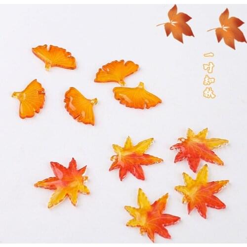 Autumn style 50pcs/lot Gradient maple ginkgo biloba shape leave shape acrylc beads diy jewelry earring/garment pendant accessory