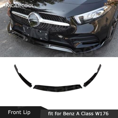For Mercedes-Benz A Class W177 Sport A45 AMG 2019 2020 Front Lip Spoiler Splitters ABS Black Bumper Chin Shovel Protector