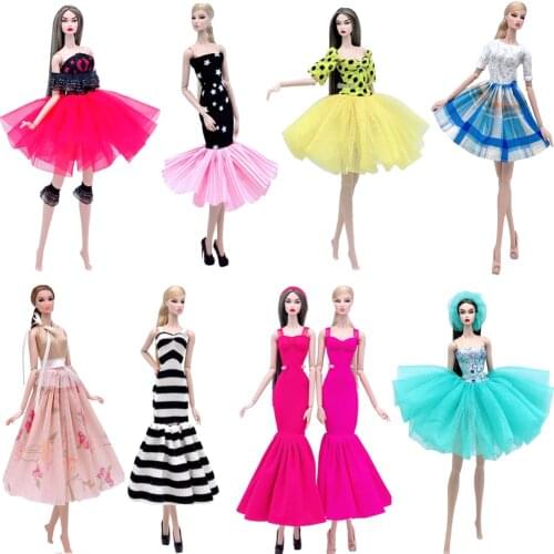 NK 1 Pcs Mix Style Doll Dress Modern Skirt Fashion Clothes Model Outfit For Barbie Doll Accessories Baby Toys Girl' Gift JJ DZ